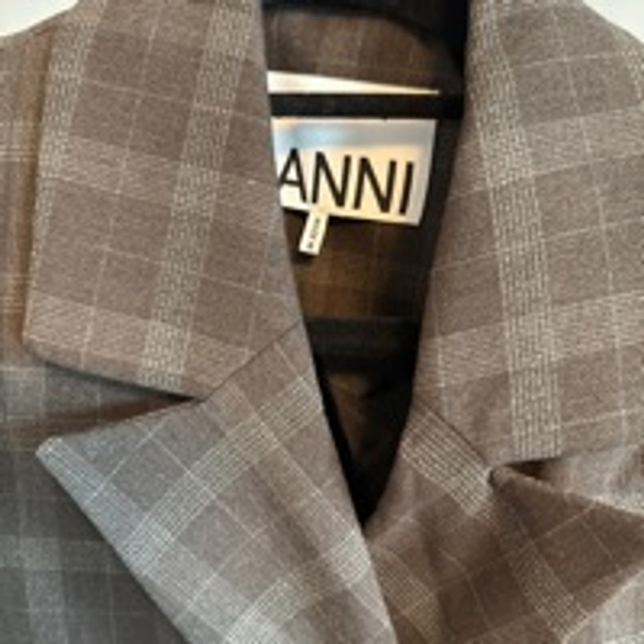 Women's‎ Ganni Brown Plaid Blazer Size M - Picture 2 of 9